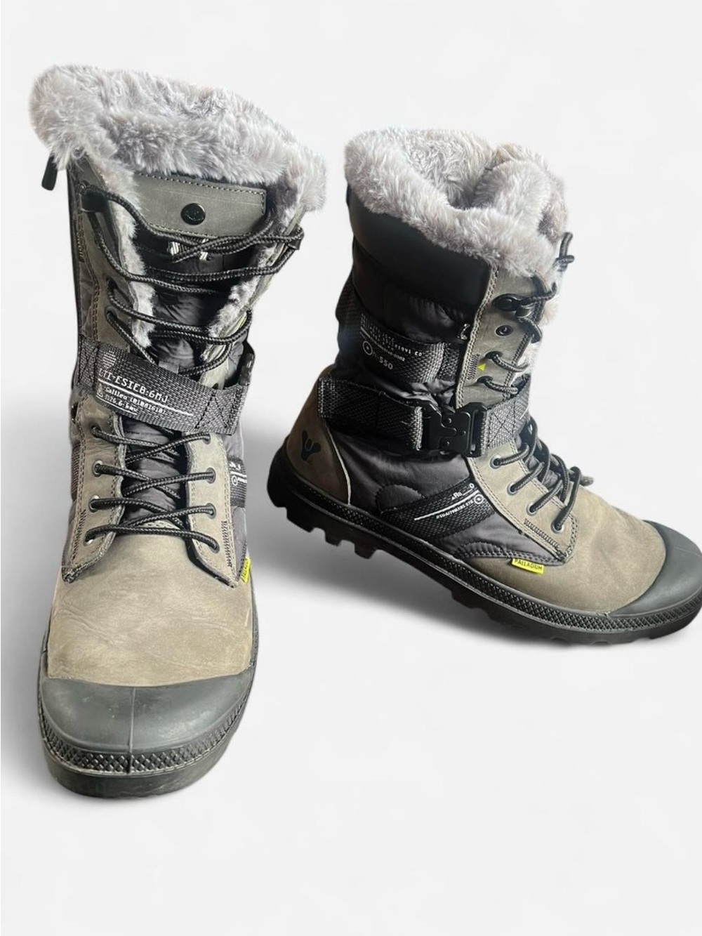 Insulated Grey Fuzzy-Lined Winter Boots